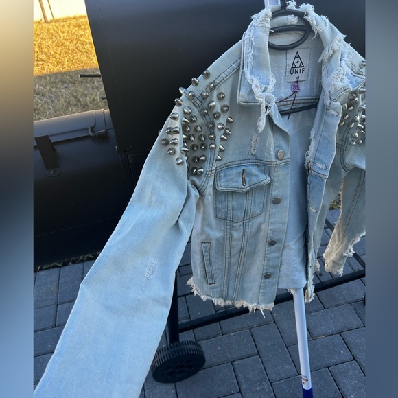 UNIF Hardcore Cat 🐱 Bomber Jacket Retro Irreverent Women’s metal studs - Picture 8 of 17